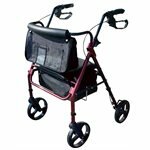4 WHEELS ADULT ROLLATOR WITH ADJUSTABLE SEAT HEIGHT (52 to 56 cm) RED BURGUNDY -AD