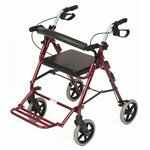 4 WHEELS ROLLATOR – TRANSPORT CHAIR - RED BURGUNDY